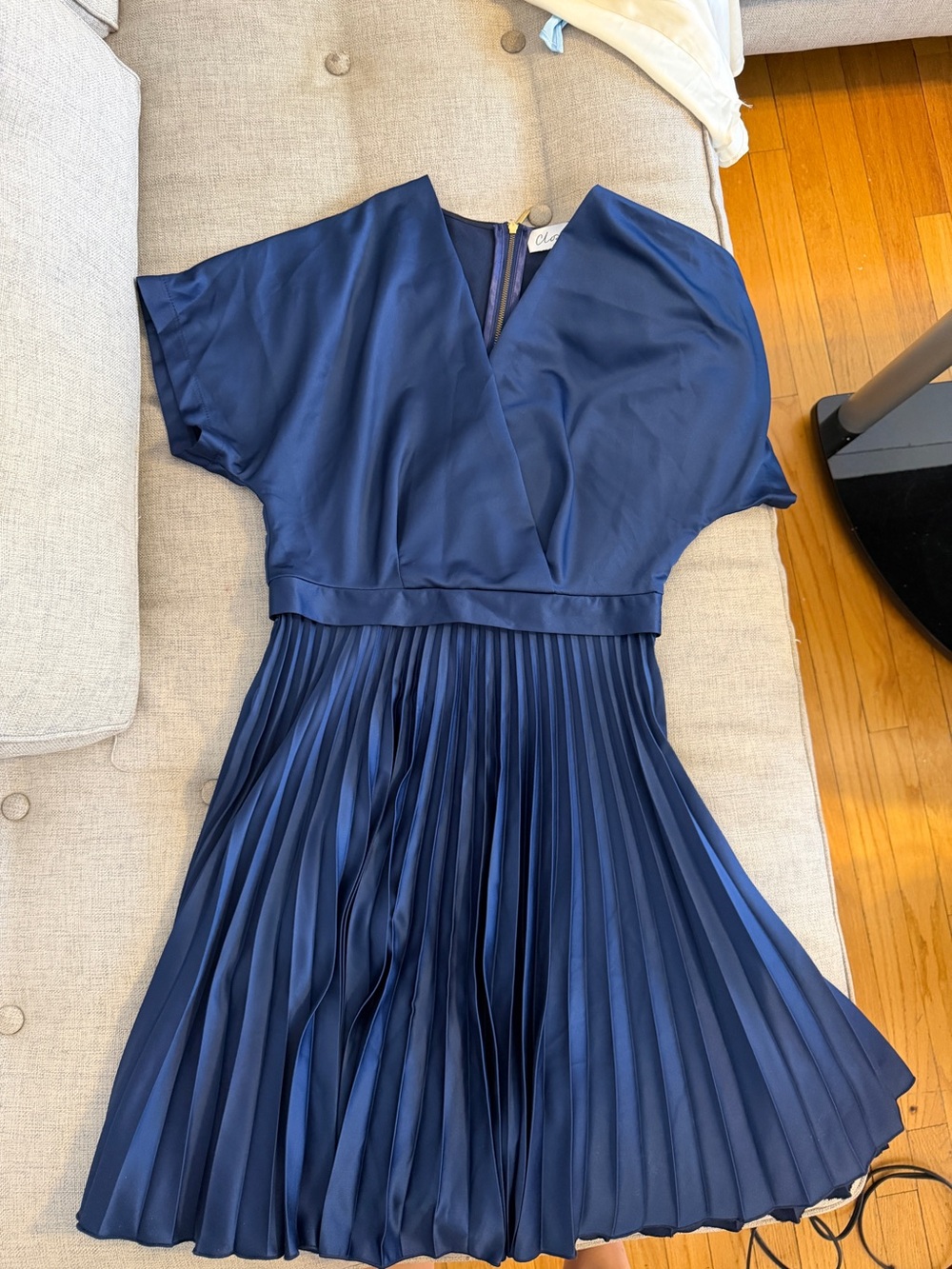 Closet Blue Dress with Gold Zipper Detail